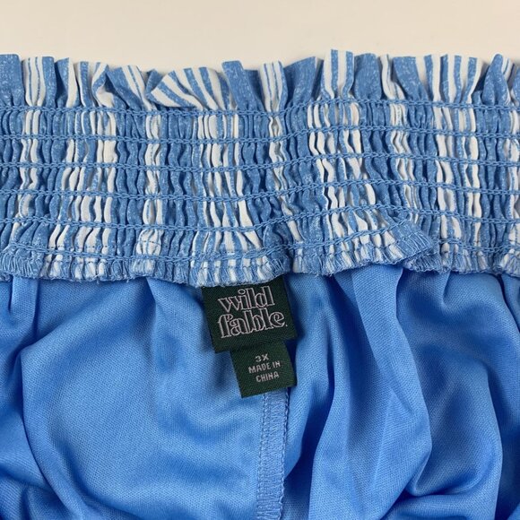 Wild Fable Bright Blue Striped Smocked Waist Wide Leg Summer Lounge Pant 3X New - Picture 5 of 8